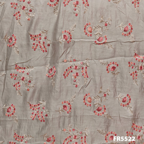 Embroidered Chanderi Silk Fabric-FR5522